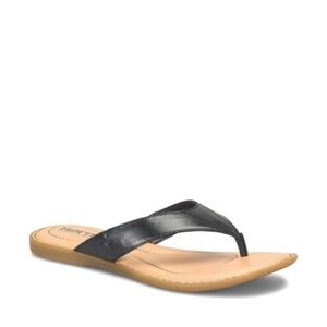 NEW Born Women Ciara Black & Tan Leather Thong Sandals Flats Slide Shoes Sz 6M